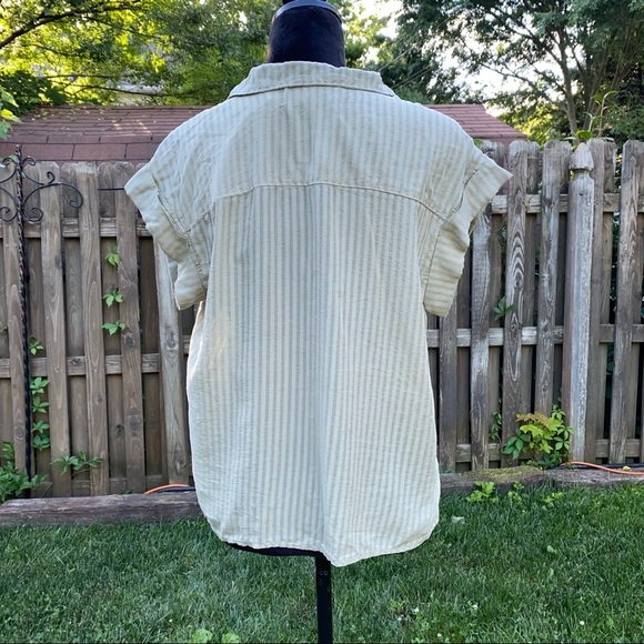 Anthropologie Cloth & Stone Button Down Short Sleeve Mossy Green Shirt NWT - Picture 5 of 8